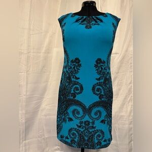 Studio London Times. Teal and Black Dress. Size 6